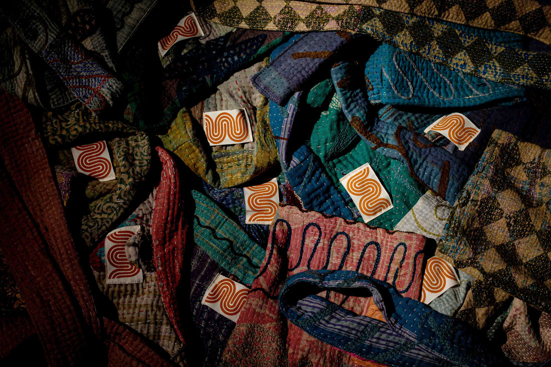 Handcrafted sustainable jacket made from upcycled vintage textiles by The Mismatched Studio – a lightweight, ethical fashion statement.
